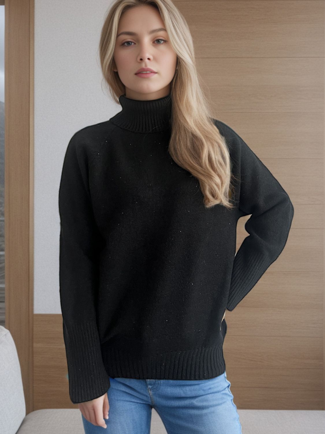 Turtleneck Raglan Sleeve Sweater