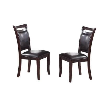 Set of 2 Side Chairs Brown Color wood finish Mid-Century Modern Padded Faux Leather Seat And Back Kitchen Dining Furniture