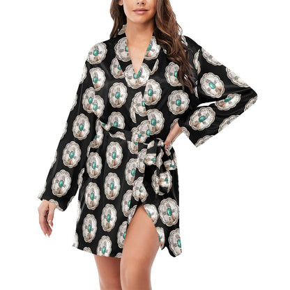 Silver Concho Women's Long Sleeve Belted Satin Feel Dressing Lounge Robe by Baha Ranch Western Wear