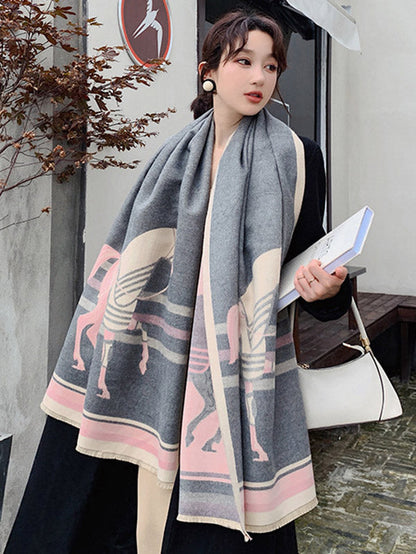 Personality Warm Cartoon Print Shawl&Scarf by migunica