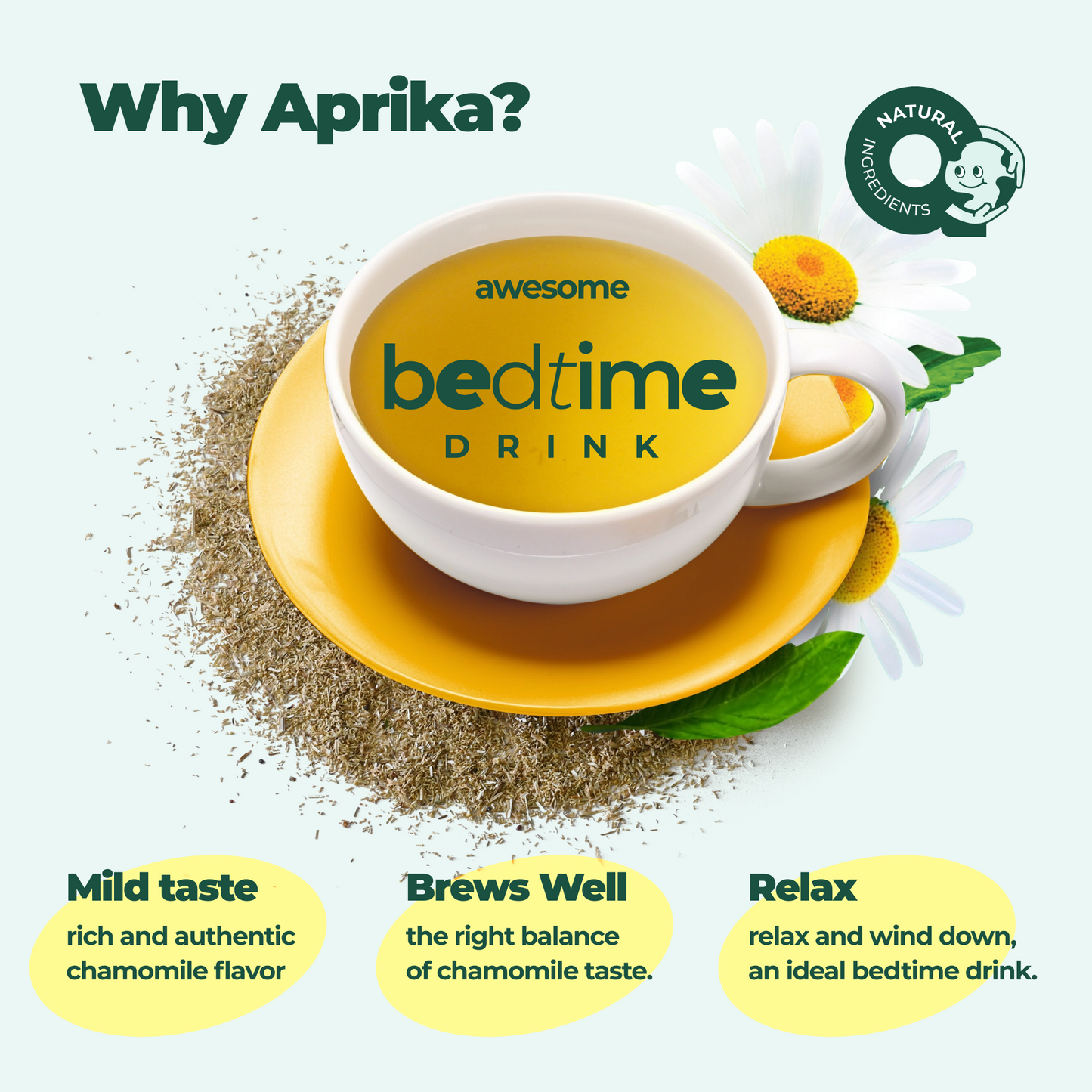 100% Pure Chamomile Herbal Tea, 60 bags by Aprika Life