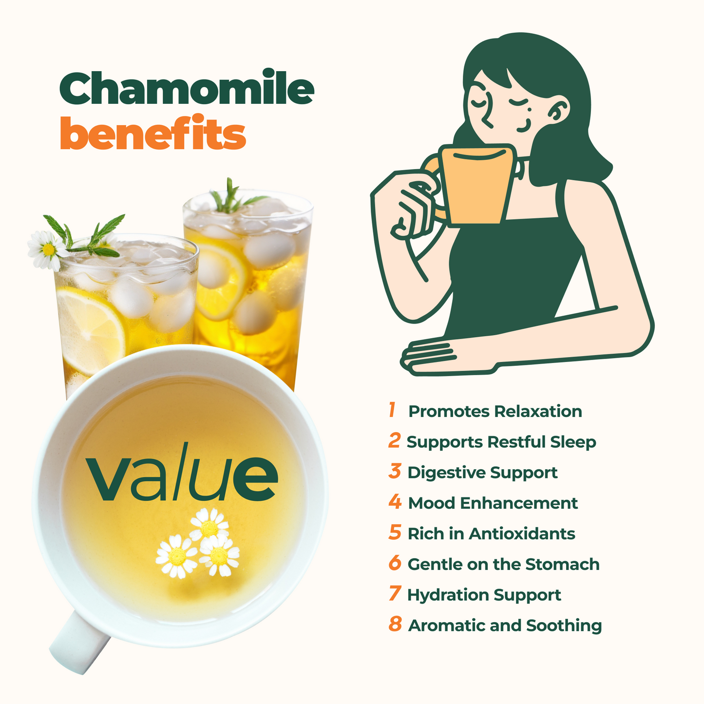 100% Pure Chamomile Herbal Tea, 60 bags by Aprika Life