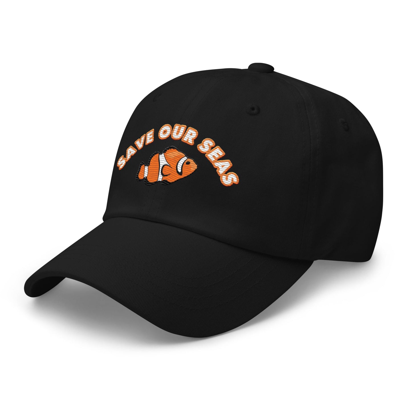 Save Our Seas Clownfish Dad hat: Pulls 4 pounds of ocean plastic! by Tropical Seas Clothing