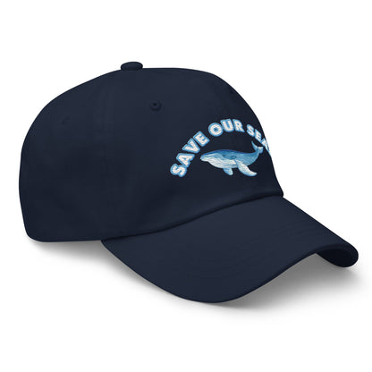 Save Our Seas Whale Dad hat: Pulls 4 pounds of ocean plastic! by Tropical Seas Clothing