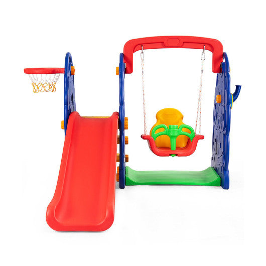 3-in-1 Junior Children Freestanding Design Climber Slide Swing Seat Basketball Hoop by VYSN