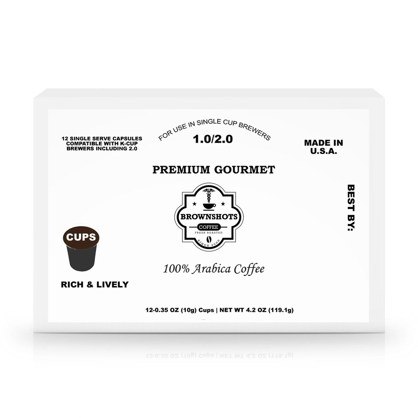 12 Pack Single Serve Coffee Capsules by Brown Shots Coffee