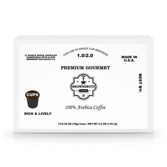 12 Pack Single Serve Coffee Capsules by Brown Shots Coffee