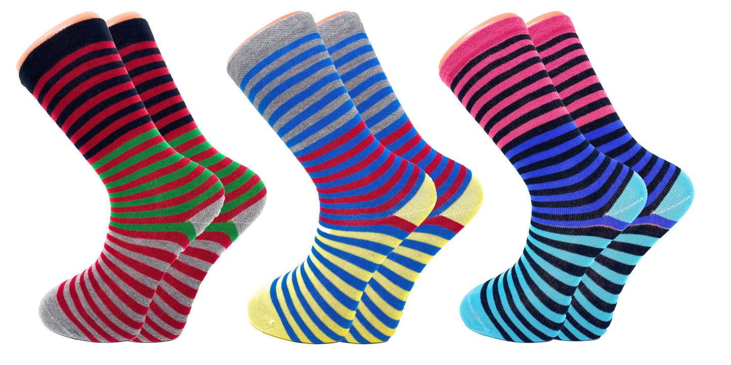 3 Pairs Colorful Fun Crazy Crew Dress Socks for Men and Women Cotton Blend by Mars Outlet Store LLC