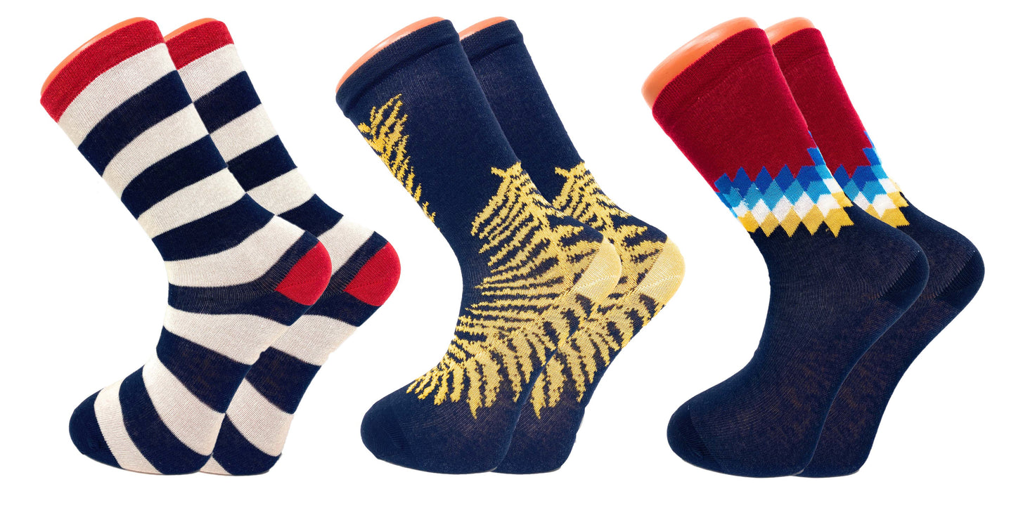 3 Pairs - Colorful Funny Socks Novelty Crazy Cotton Crew Dress Socks by Mars Outlet Store LLC