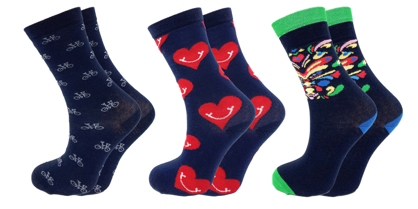 3 Pairs Colorful Fun Crazy Crew Dress Socks for Men and Women Cotton Blend by Mars Outlet Store LLC