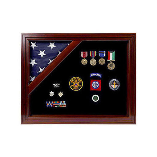 American Corner flag and medal display case - Fit for 3' x 5' Flag. by The Military Gift Store