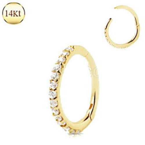 14Kt. Yellow Gold Multi Jeweled Seamless Clicker Ring by Fashion Hut Jewelry