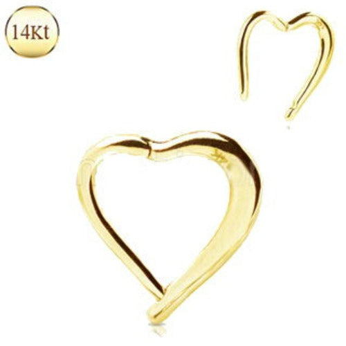 14Kt. Yellow Gold Lovely Heart Seamless Clicker Ring by Fashion Hut Jewelry