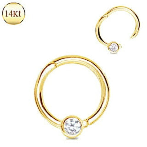 14Kt. Yellow Gold Jeweled Seamless Clicker Ring by Fashion Hut Jewelry