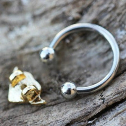 316L Stainless Steel Gold Plated Heart Snap-In Captive Bead Ring / Septum Ring by Fashion Hut Jewelry