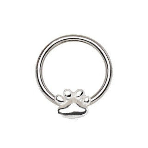 316L Stainless Steel Dog Puppy Paw Snap-in Captive Bead Ring / Septum Ring by Fashion Hut Jewelry