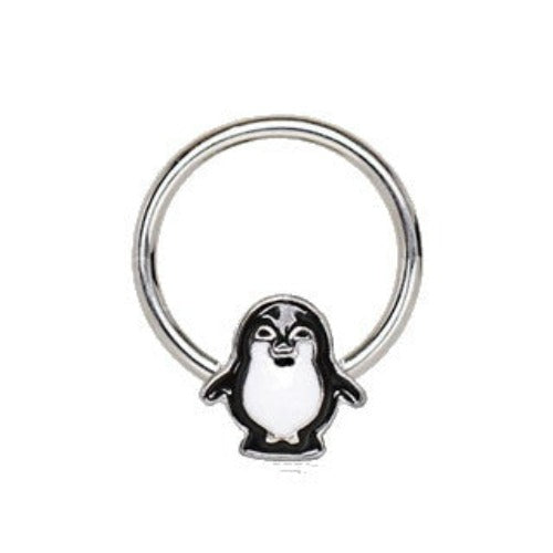 316L Stainless Penguin Snap-in Captive Bead Ring / Septum Ring by Fashion Hut Jewelry