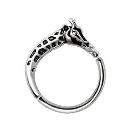 316L Stainless Steel Giraffe Silver Plated Seamless Ring / Cartilage Earring by Fashion Hut Jewelry