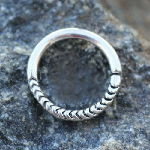 316L Stainless Steel Rope Design Annealed Seamless Ring / Septum Ring by Fashion Hut Jewelry