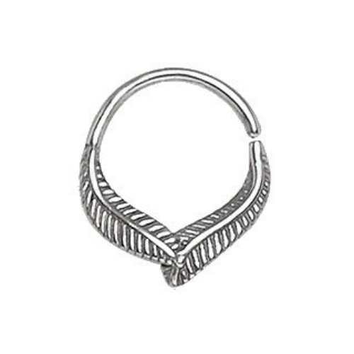 316L Stainless Steel Leaf Seamless Ring / Septum Ring by Fashion Hut Jewelry