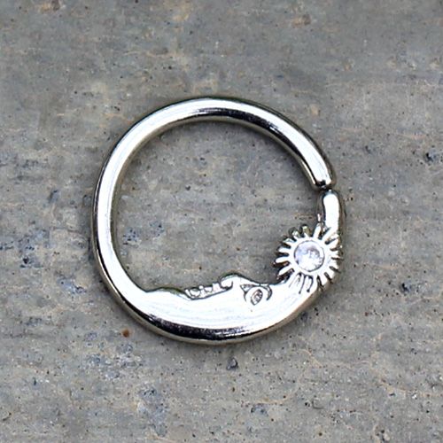 316L Stainless Steel Sun & Moon Seamless Rings / Cartilage Earrings by Fashion Hut Jewelry