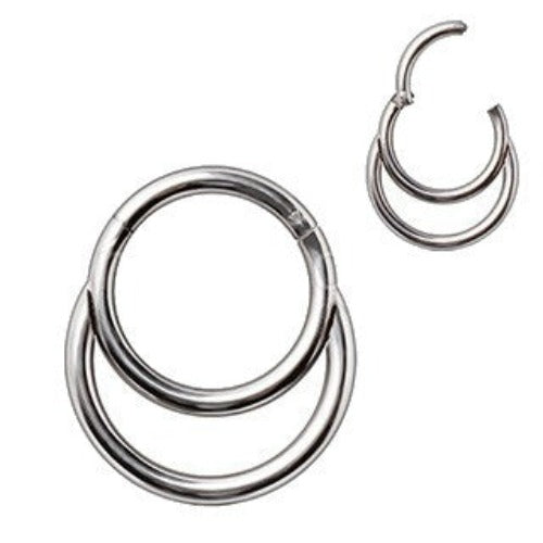 316L Stainless Steel Double Ring Seamless Clicker Ring / Septum Jewelry by Fashion Hut Jewelry