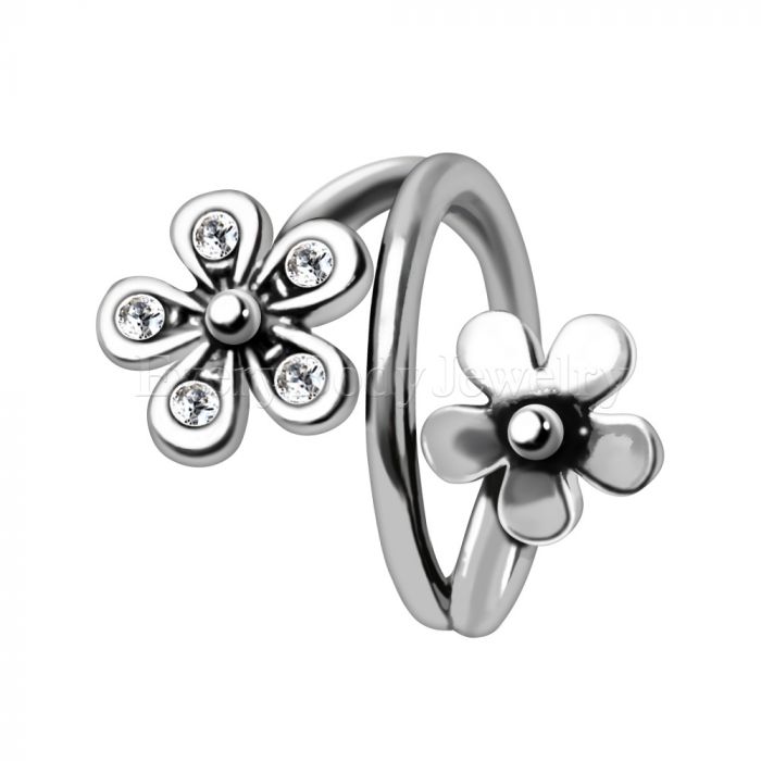 Twist Style Flower Seamless Ring / Cartilage Earring by Fashion Hut Jewelry