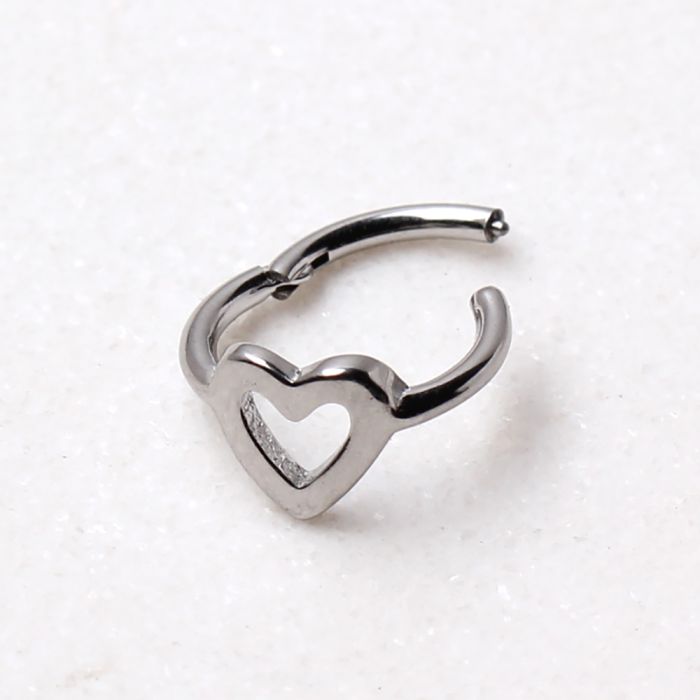 316L Stainless Steel Heart Seamless Clicker Ring - Heart Cartilage Piercing by Fashion Hut Jewelry