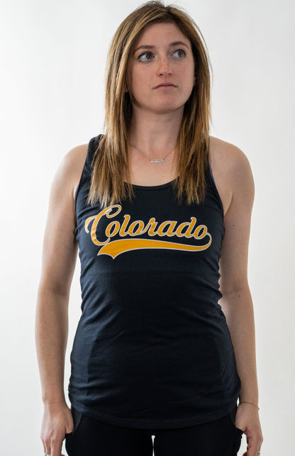 Colorado Baseball Text Racerback Tank by Colorado Threads Clothing