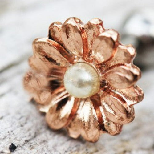 Rose Gold Sweat Pearl Daisy Cartilage Earring by Fashion Hut Jewelry