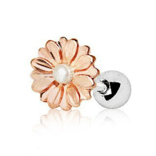 Rose Gold Sweat Pearl Daisy Cartilage Earring by Fashion Hut Jewelry