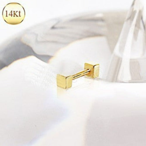 14Kt Yellow Gold Cubed Cartilage Earring by Fashion Hut Jewelry