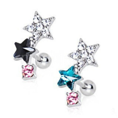 316L Stainless Steel Art of Brilliance Star Power Cartilage Earring by Fashion Hut Jewelry