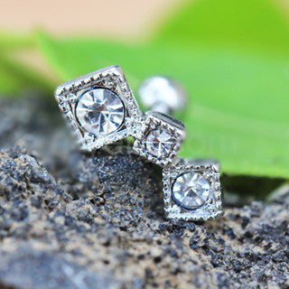 316L Stainless Steel Art of Brilliance Triple Square Drop Cartilage Earring by Fashion Hut Jewelry