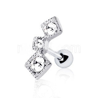 316L Stainless Steel Art of Brilliance Triple Square Drop Cartilage Earring by Fashion Hut Jewelry