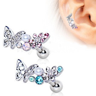 316L Stainless Steel Art of Brilliance Branched Butterfly Cartilage Earring by Fashion Hut Jewelry