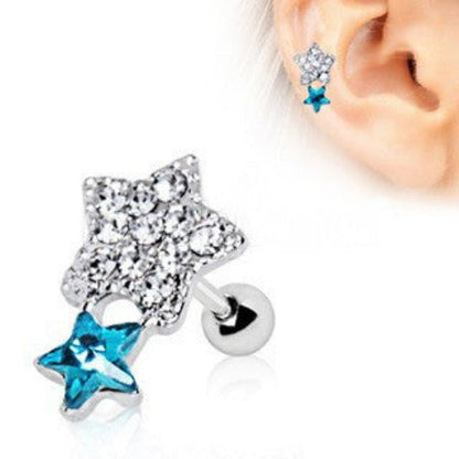 316L Stainless Steel Art of Brilliance Shining Star Cartilage Earring by Fashion Hut Jewelry