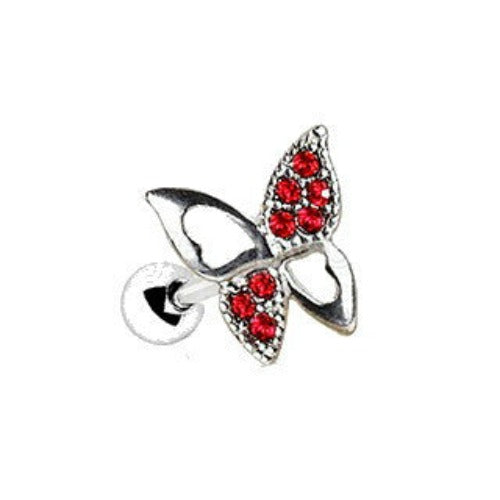 316L Stainless Steel Jeweled Butterfly Cartilage Earring by Fashion Hut Jewelry