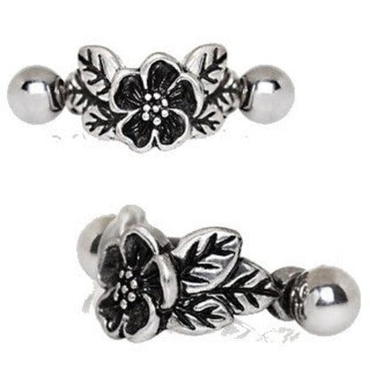 316L Stainless Steel Hibiscus Flower Cartilage Cuff Earring by Fashion Hut Jewelry