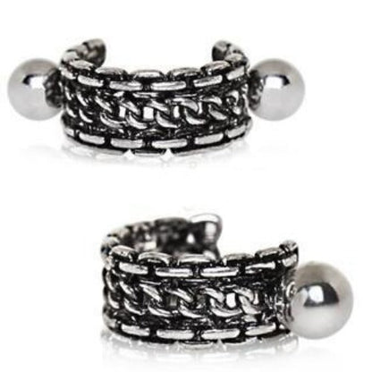 316L Stainless Steel Link Chain Cartilage Cuff Earring by Fashion Hut Jewelry