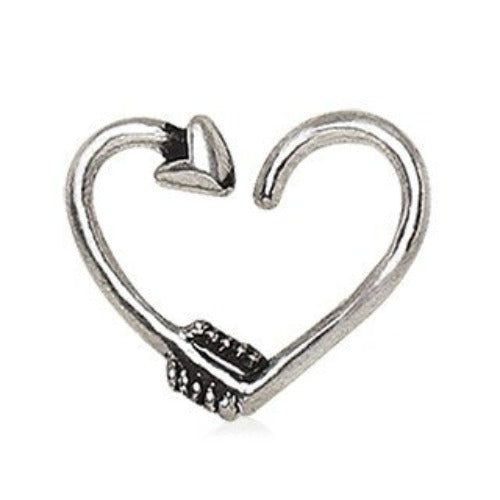 316L Stainless Steel Arrow Heart Cartilage Earring by Fashion Hut Jewelry