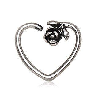 316L Stainless Steel Rose Heart Cartilage Earring by Fashion Hut Jewelry