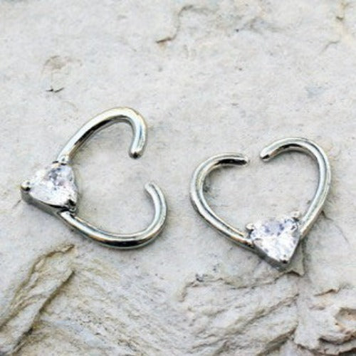 316L Stainless Steel Jeweled Heart Shaped Seamless Ring by Fashion Hut Jewelry