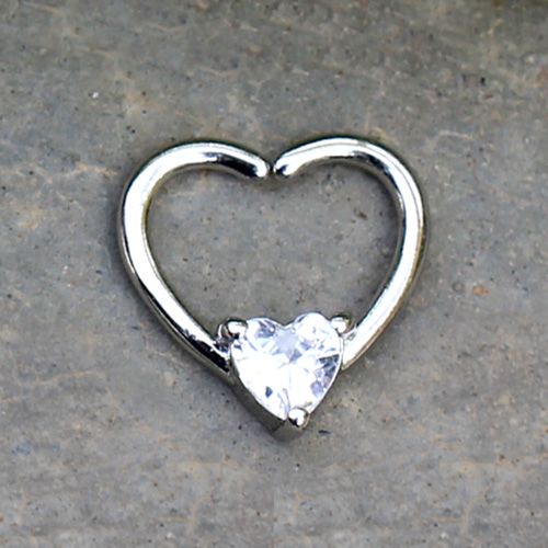 316L Stainless Steel Jeweled Heart Shaped Seamless Ring by Fashion Hut Jewelry