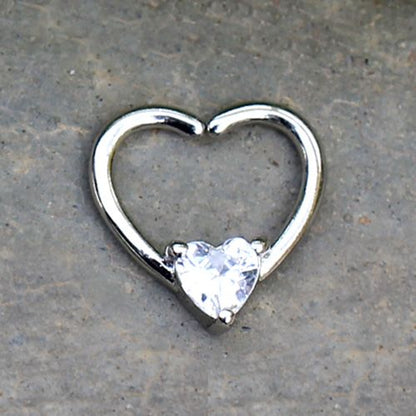 316L Stainless Steel Jeweled Heart Shaped Seamless Ring by Fashion Hut Jewelry