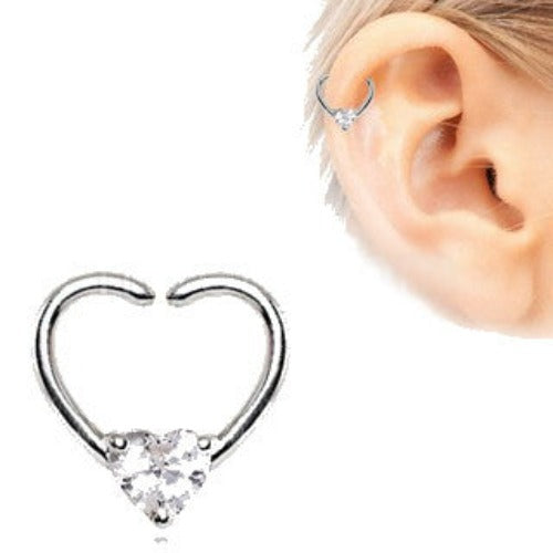 316L Stainless Steel Jeweled Heart Shaped Seamless Ring by Fashion Hut Jewelry