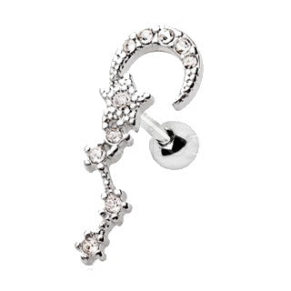 316L Stainless Steel Moon and Star Sign Cartilage Earring by Fashion Hut Jewelry