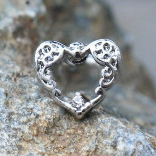 316L Stainless Steel Decorated Heart Cartilage Earring by Fashion Hut Jewelry