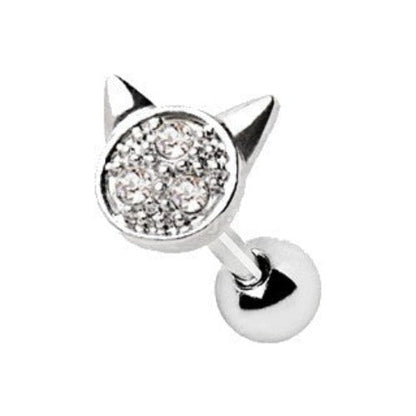 316L Stainless Steel Adorned Cat Cartilage Earring by Fashion Hut Jewelry