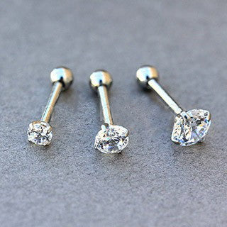 316L Stainless Steel Prong Set CZ Triple Helix / Cartilage Earring by Fashion Hut Jewelry